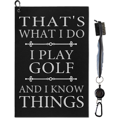 yrhsnclsdg Golf Towel Funny Golf Towels for Golf Bags for Men Women with Clip CarabinerMicrofiber Waffle Pattern Disc Golf Towel Rag Golf Accessories Gifts for Men Women(Towel+Brush)