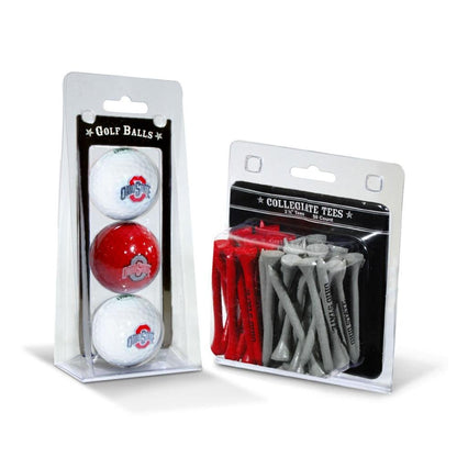 Team Golf NCAA Ohio State Buckeyes 3 Golf Balls And 50 Golf Tees Logo Imprinted Golf Balls (3 Count) & 2-3/4" Regulation Golf Tees (50 Count) Multi Colored