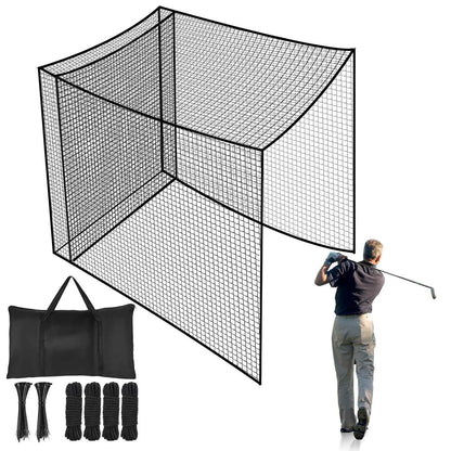 LalaKoo Golf Batting Cage Net with Extra Striking Net 10ft x 10ft x 10ft Golf Cage Net Golf Practice Net Golf Batting Cage Netting Golf Net Golf Training Net (Frame NOT Included)