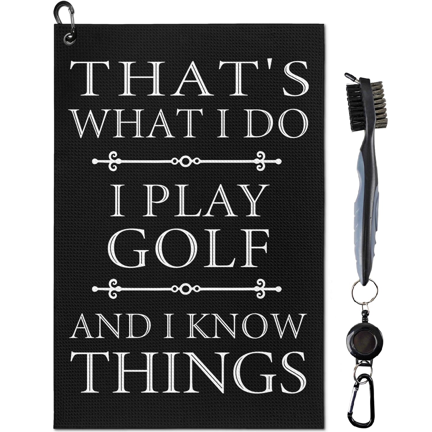 yrhsnclsdg Golf Towel Funny Golf Towels for Golf Bags for Men Women with Clip CarabinerMicrofiber Waffle Pattern Disc Golf Towel Rag Golf Accessories Gifts for Men Women(Towel+Brush)