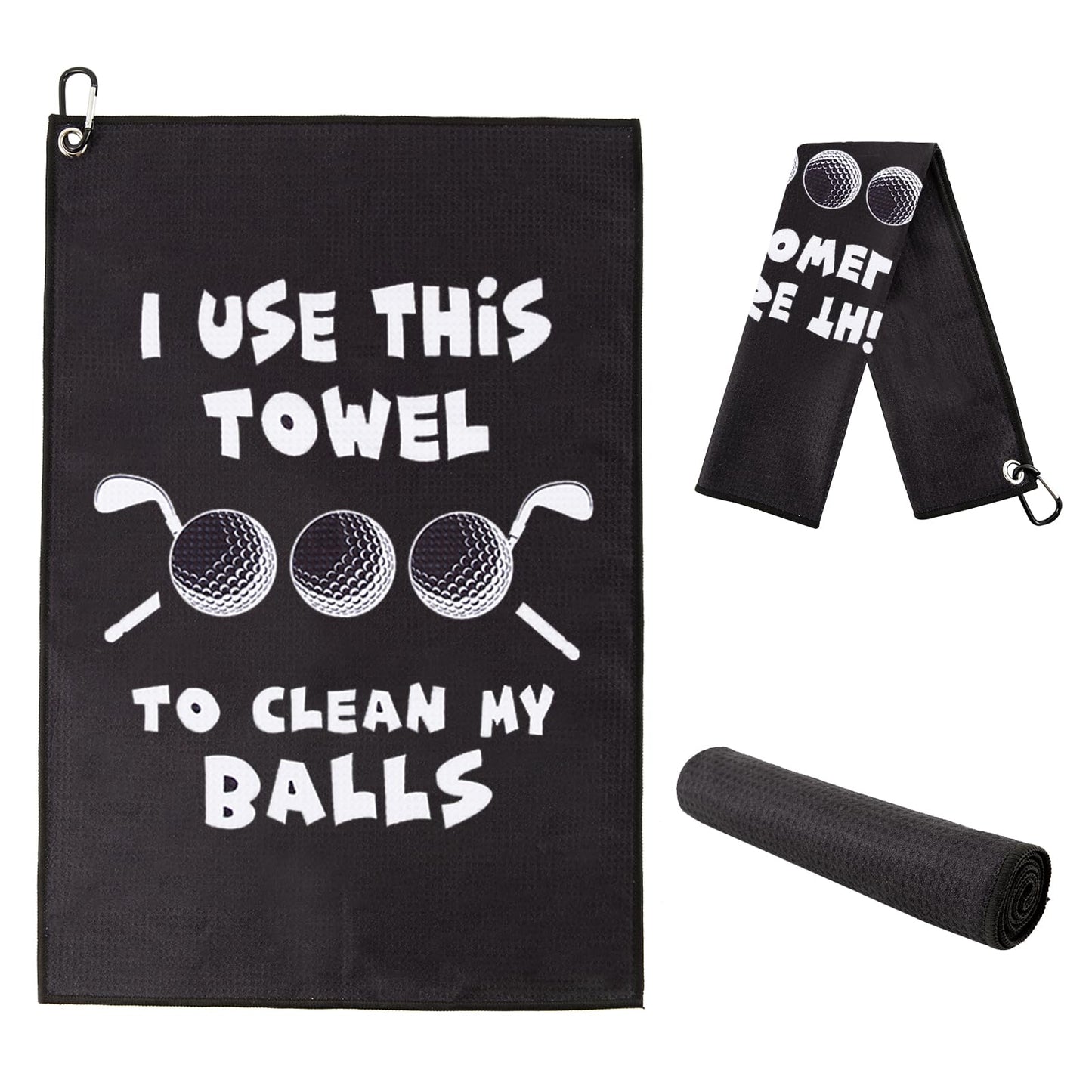 Golf TowelPrinted Golf Towels for Golf Bags with ClipGolf Accessories Funny Golf Gifts for Men GolfersHusband Boyfriend DadBirthday Gifts for Golf Fan-I Use This Towel to Clean My Balls.