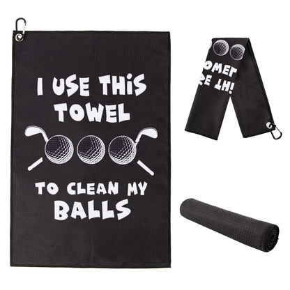 Golf TowelPrinted Golf Towels for Golf Bags with ClipGolf Accessories Funny Golf Gifts for Men GolfersHusband Boyfriend DadBirthday Gifts for Golf Fan-I Use This Towel to Clean My Balls.